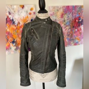 Vegan leather bomber jacket